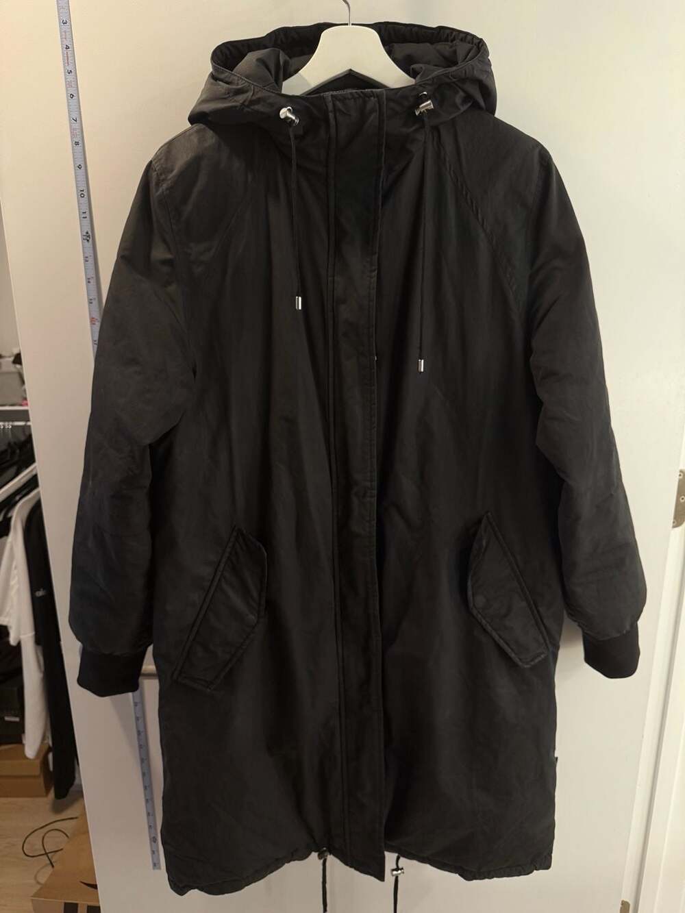 Frank And Oak Black Long Hooded Parka Jacket Size M